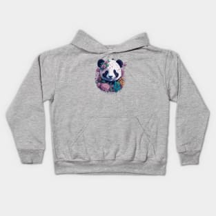 Cute smiling Panda bear with florals and foliage t-shirt design, apparel, mugs, cases, wall art, stickers, travel mug Kids Hoodie